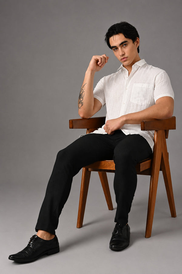 IVYN Signature Series Pure Linen White Half Sleeve Shirt (image 5)