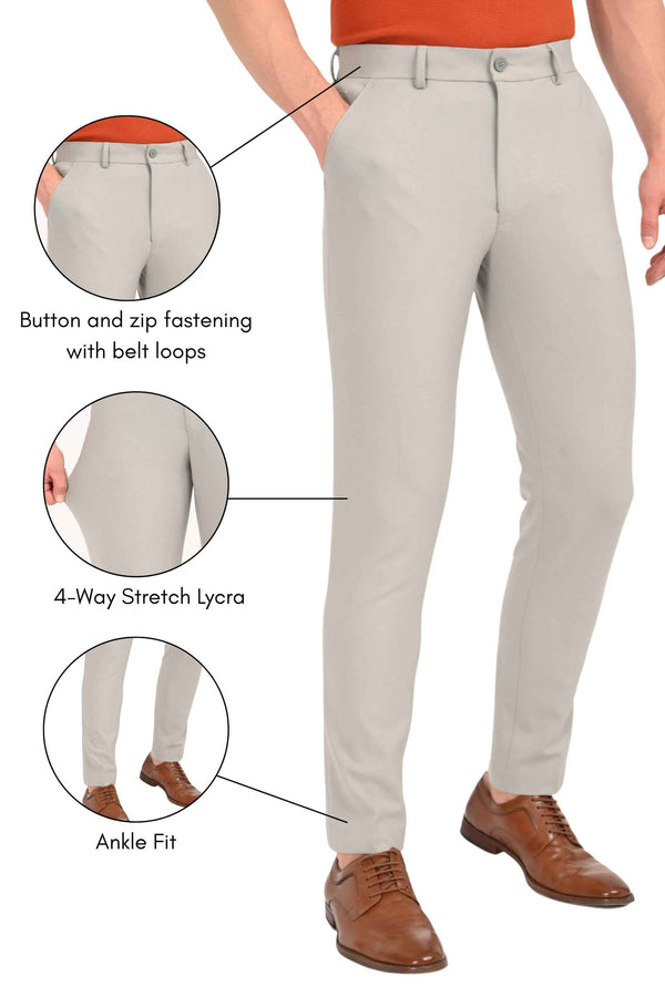 Ankle-Fit Stretch Trouser - Light Grey (image 2)