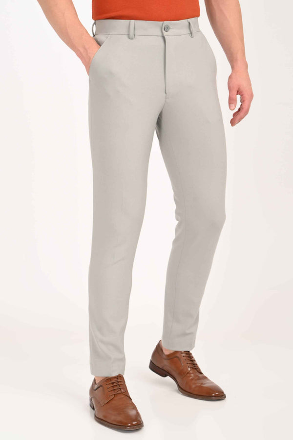 Ankle-Fit Stretch Trouser - Light Grey (image 1)