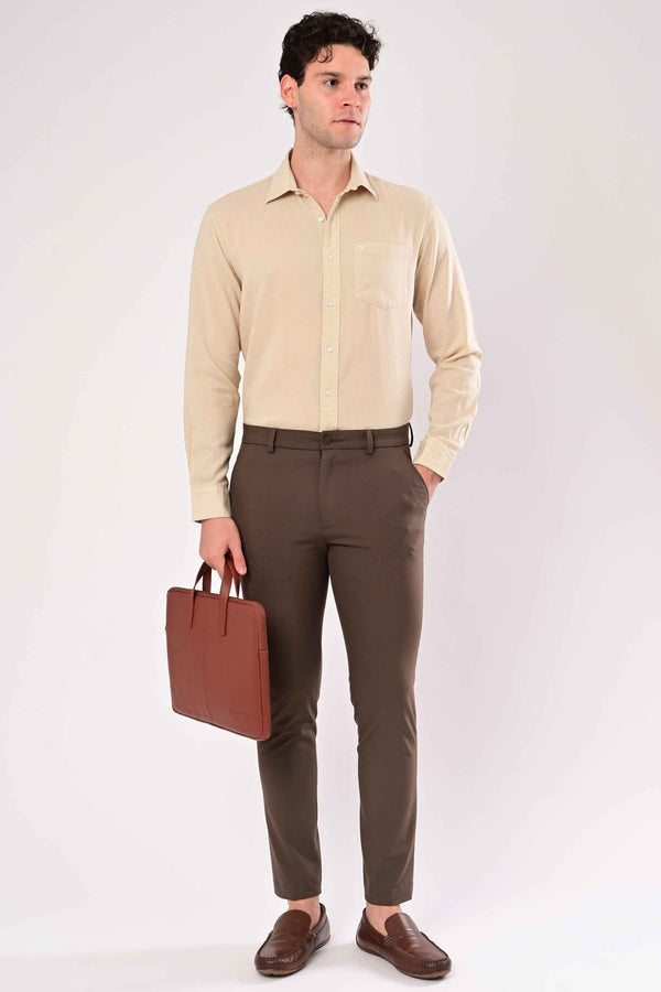 Ankle-Fit Stretch Trouser - Eco Brown
