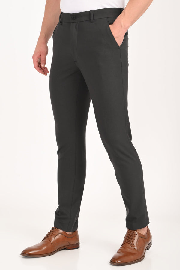 Charcoal Black – Ankle Fit 4-Way Stretch Formal Trouser - IVYN