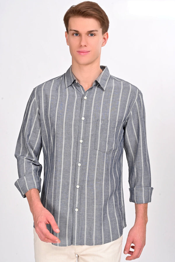 Colton Grey & White Striped Shirt