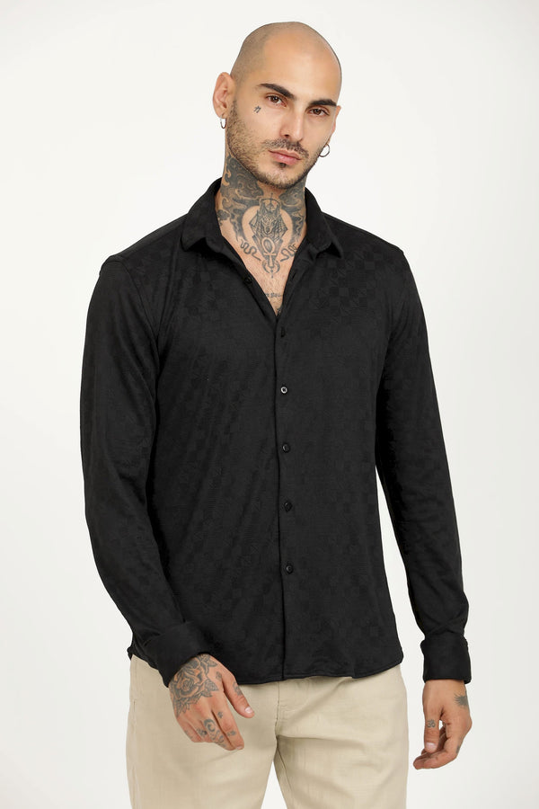 Dark Black 4-Way Stretch Jakarta Casual Shirt