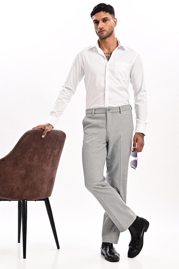 Mercer Tailored Formal Trousers — Light Grey Mélange