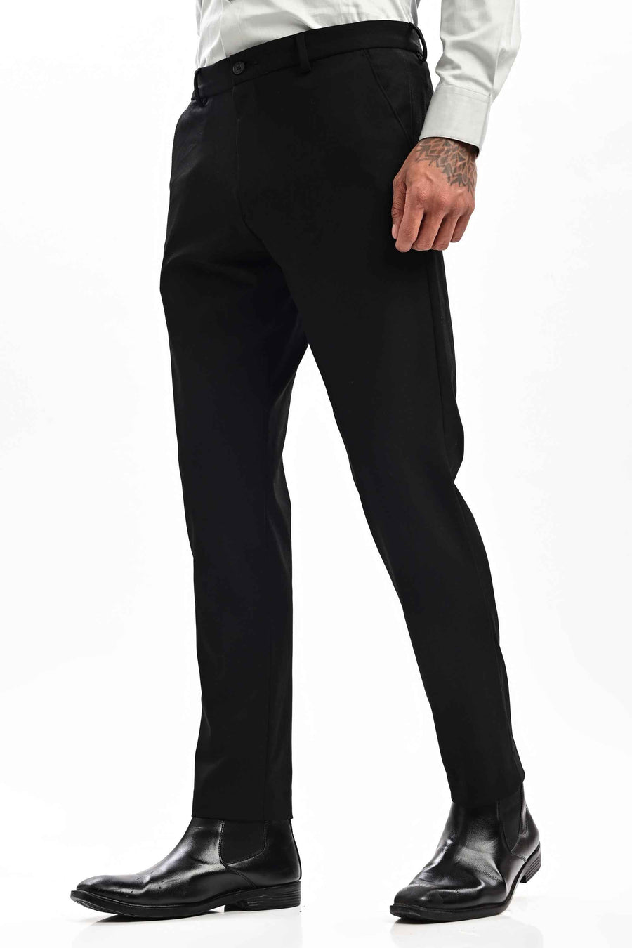 Arden Fine-Weave Stretch Straight Fit Trousers – Jet Black