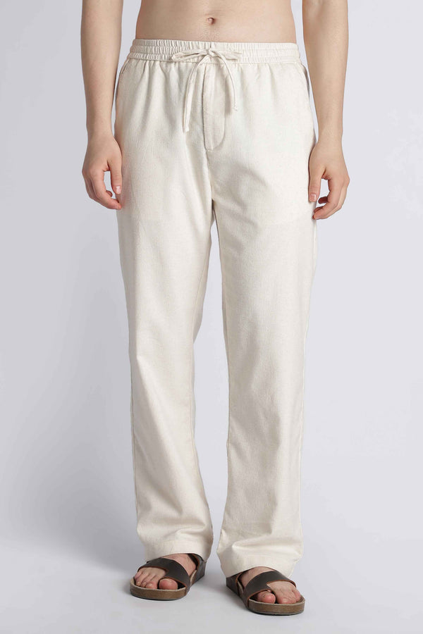 Riviera Linen-Blend Drawstring Trousers — Ecru (image 1)