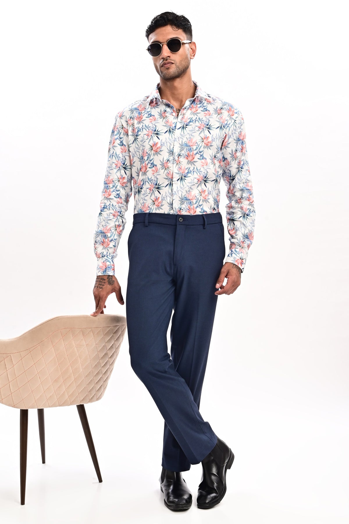 Arden Fine-Weave Formal Trousers — Oxford Blue