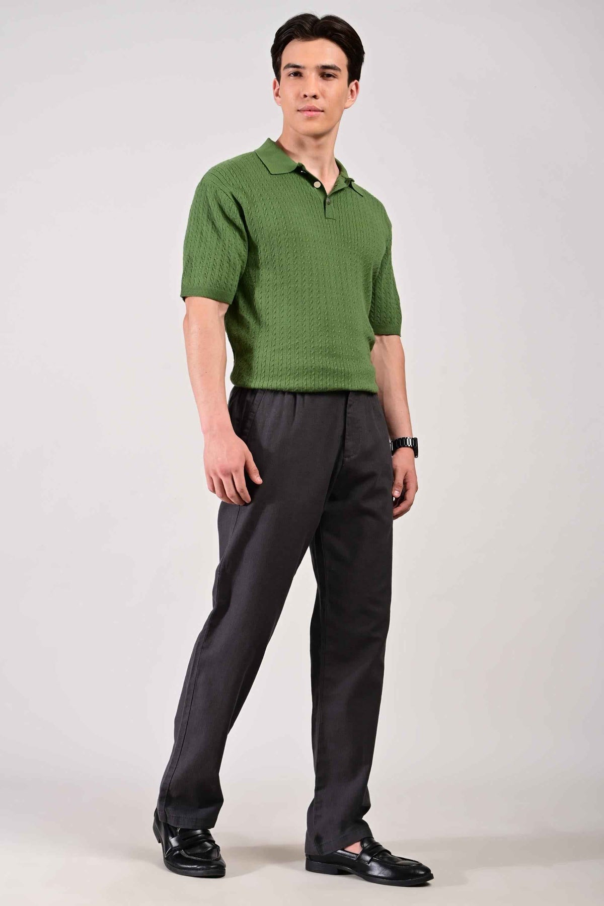 IVYN Linettes Straight Fit Summer Trousers in Charcoal