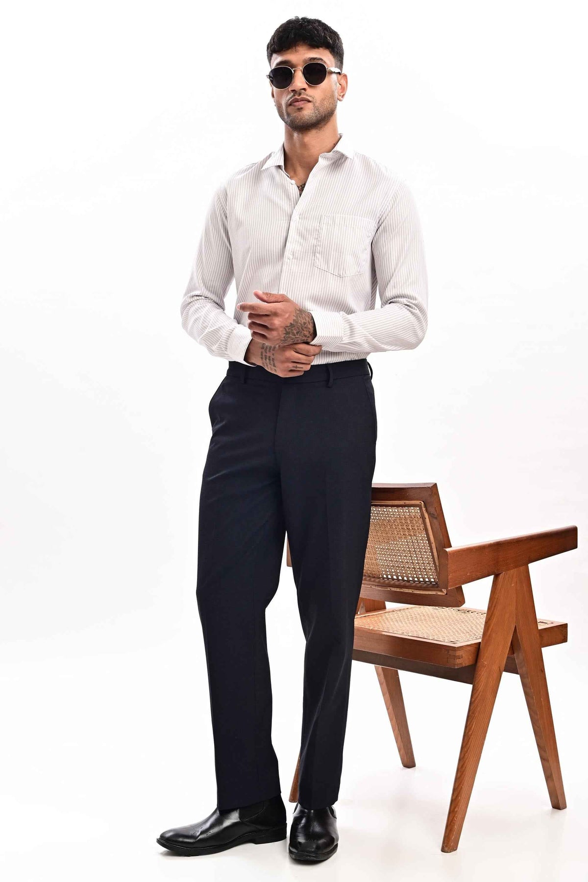 Arden Micro-Texture Formal Trousers — Midnight Navy