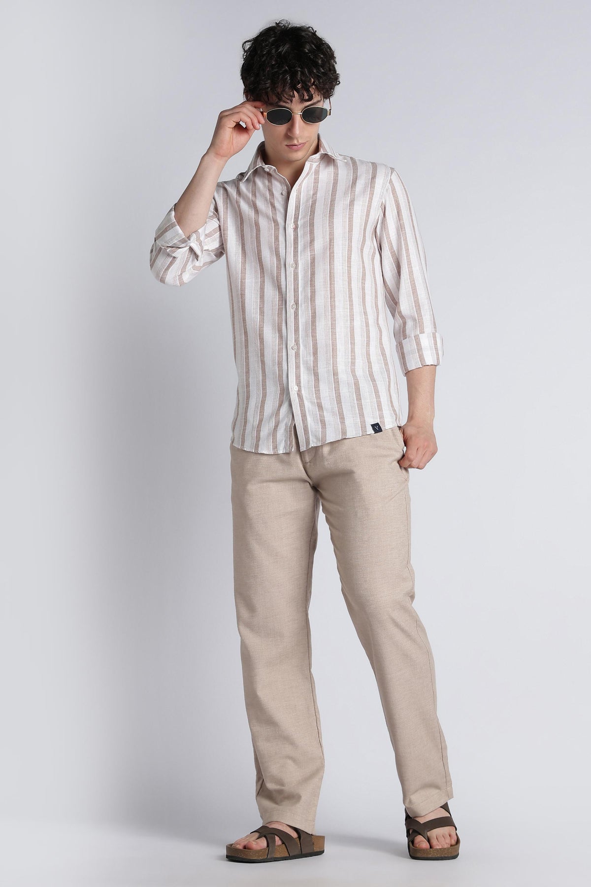 Riviera Linen-Blend Drawstring Trousers — Mushroom Taupe