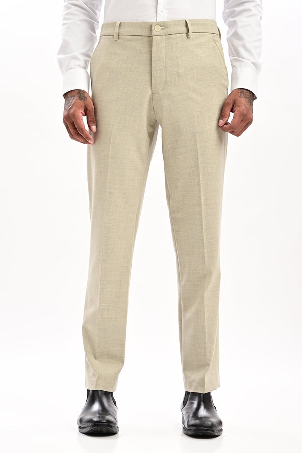 Alder Mélange Formal Trousers — Stone Beige