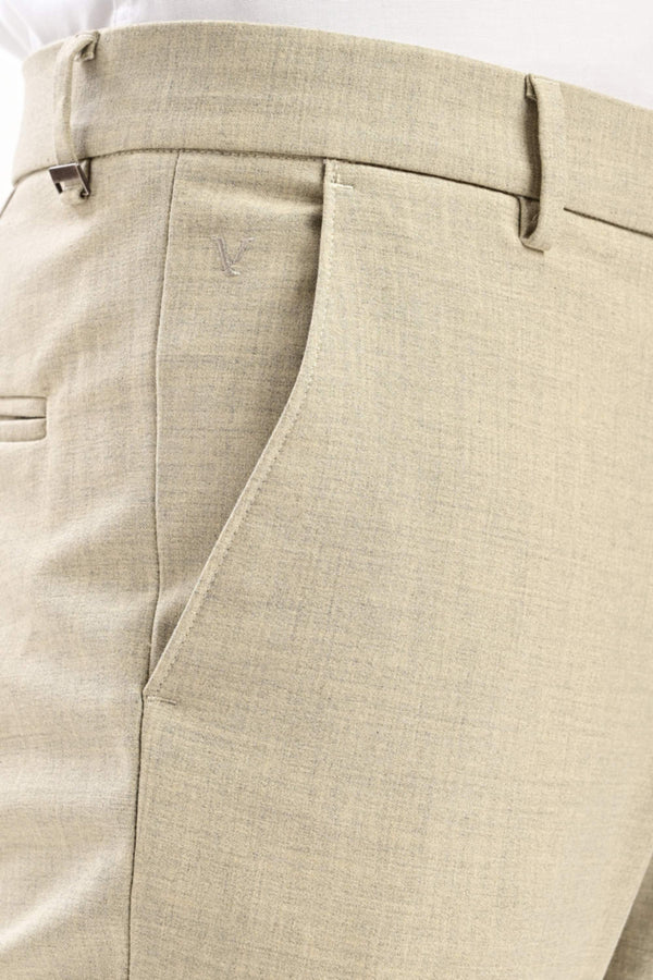 Alder Mélange Formal Trousers — Stone Beige