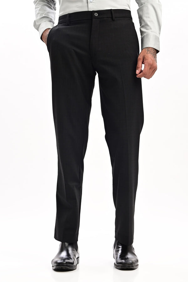 Sterling Micro-Check Formal Trousers — Graphite Black