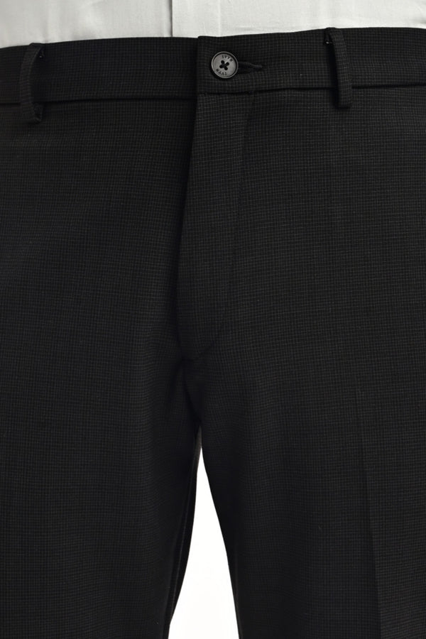 Sterling Micro-Check Formal Trousers — Graphite Black
