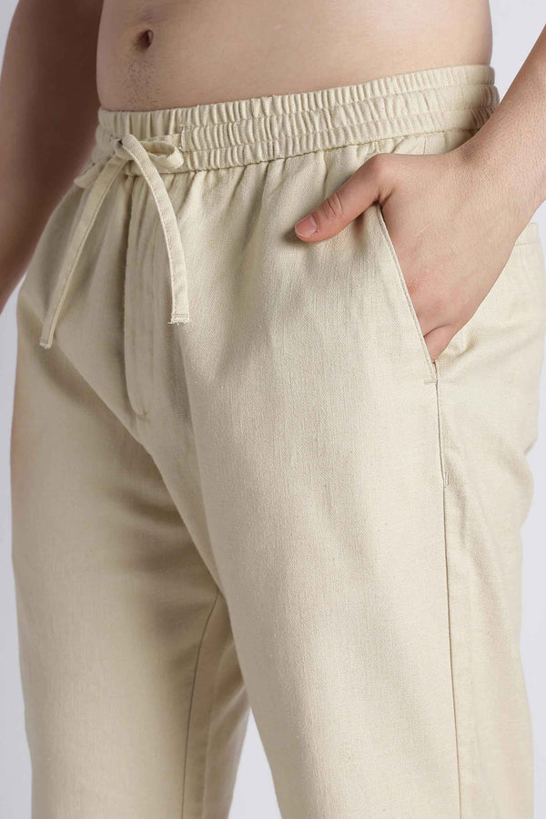 Riviera Linen-Blend Drawstring Trousers — Soft Cream