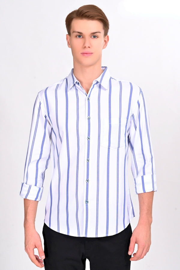 Mateo White & Blue Striped Shirt