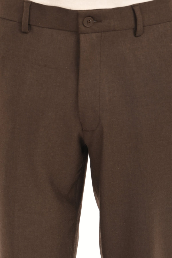 Men's Elegant Straight Fit 4-Way Stretch Lycra Trousers - Chestnut Brown (image 6)
