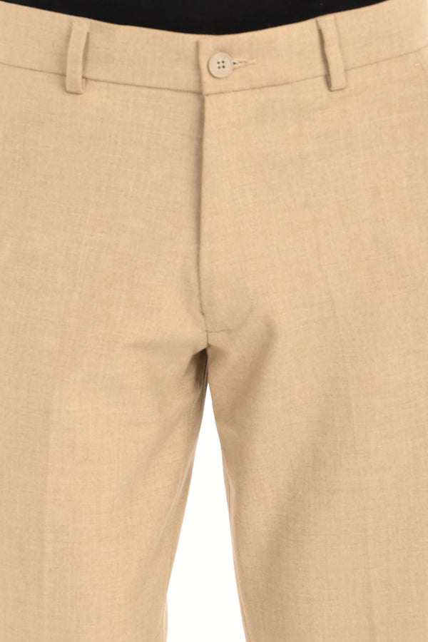 Men's Elegant Straight Fit 4-Way Stretch Lycra Trousers - Sand Beige (image 2)