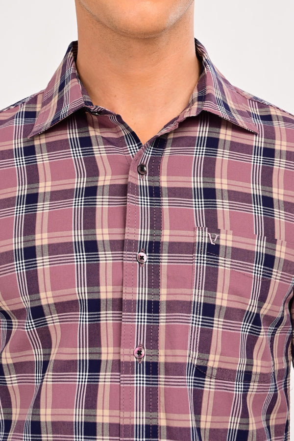 Smart Casual Plaid Shirt - Dusty Maroon alternate view