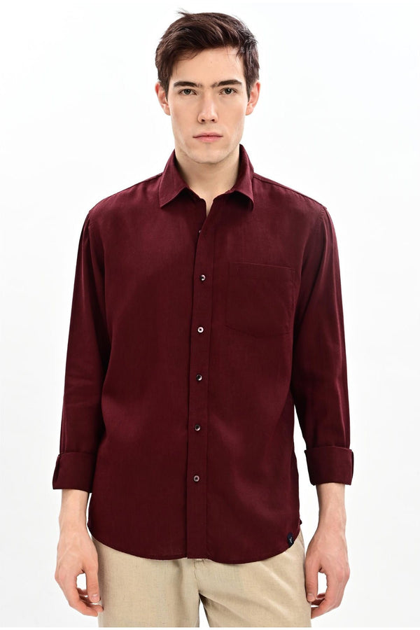 Merlot Textured Relaxed-Fit Shirt for Men - IVYN