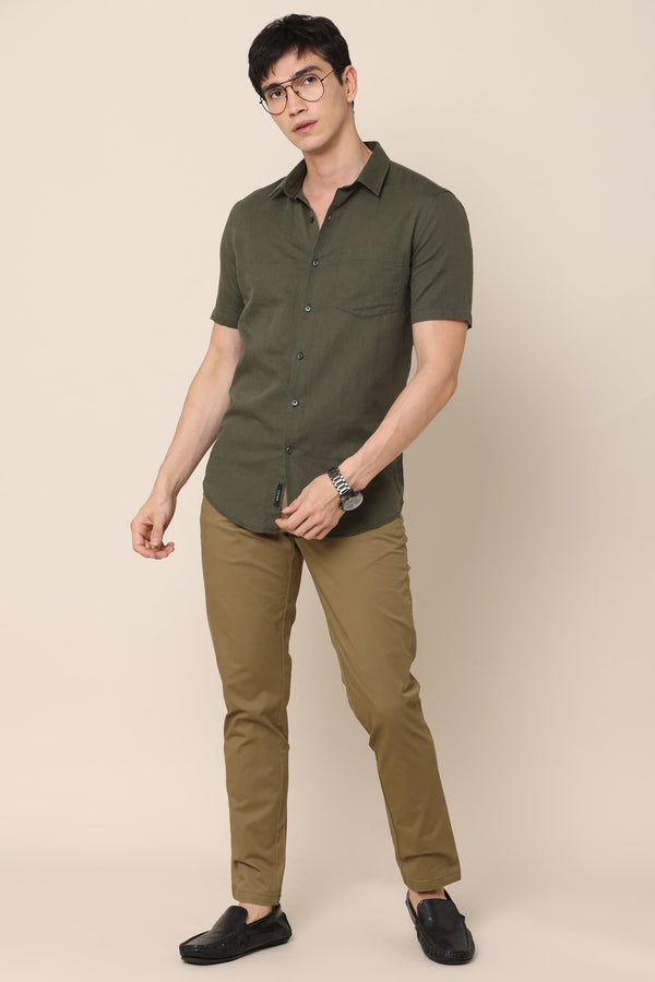 Classic Olive Green Cotton Chinos (image 4)