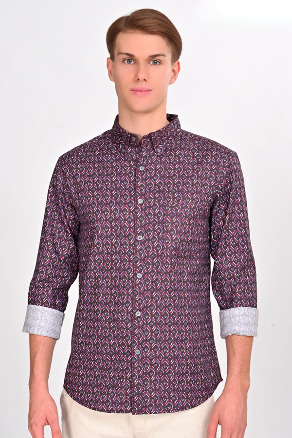 Maroon Diamond Printed Shirt