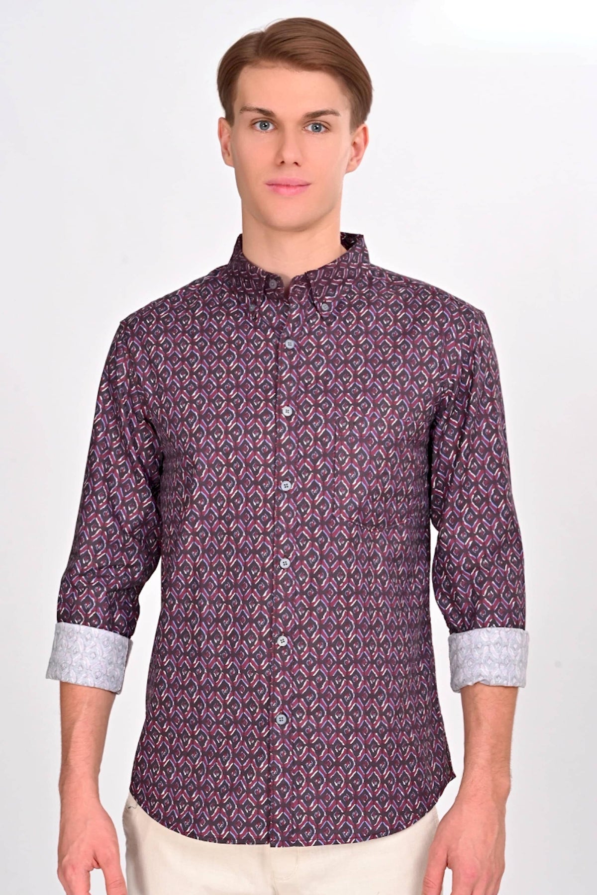 Maroon Diamond Printed Shirt