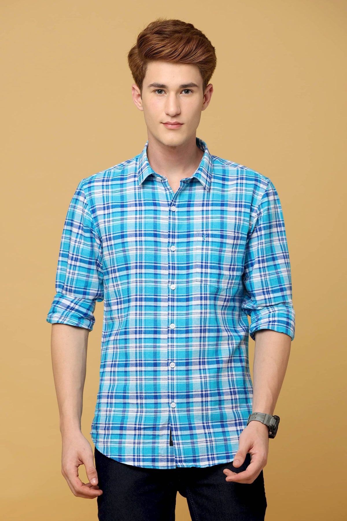 Premium Aqua Blue Cotton Shirt