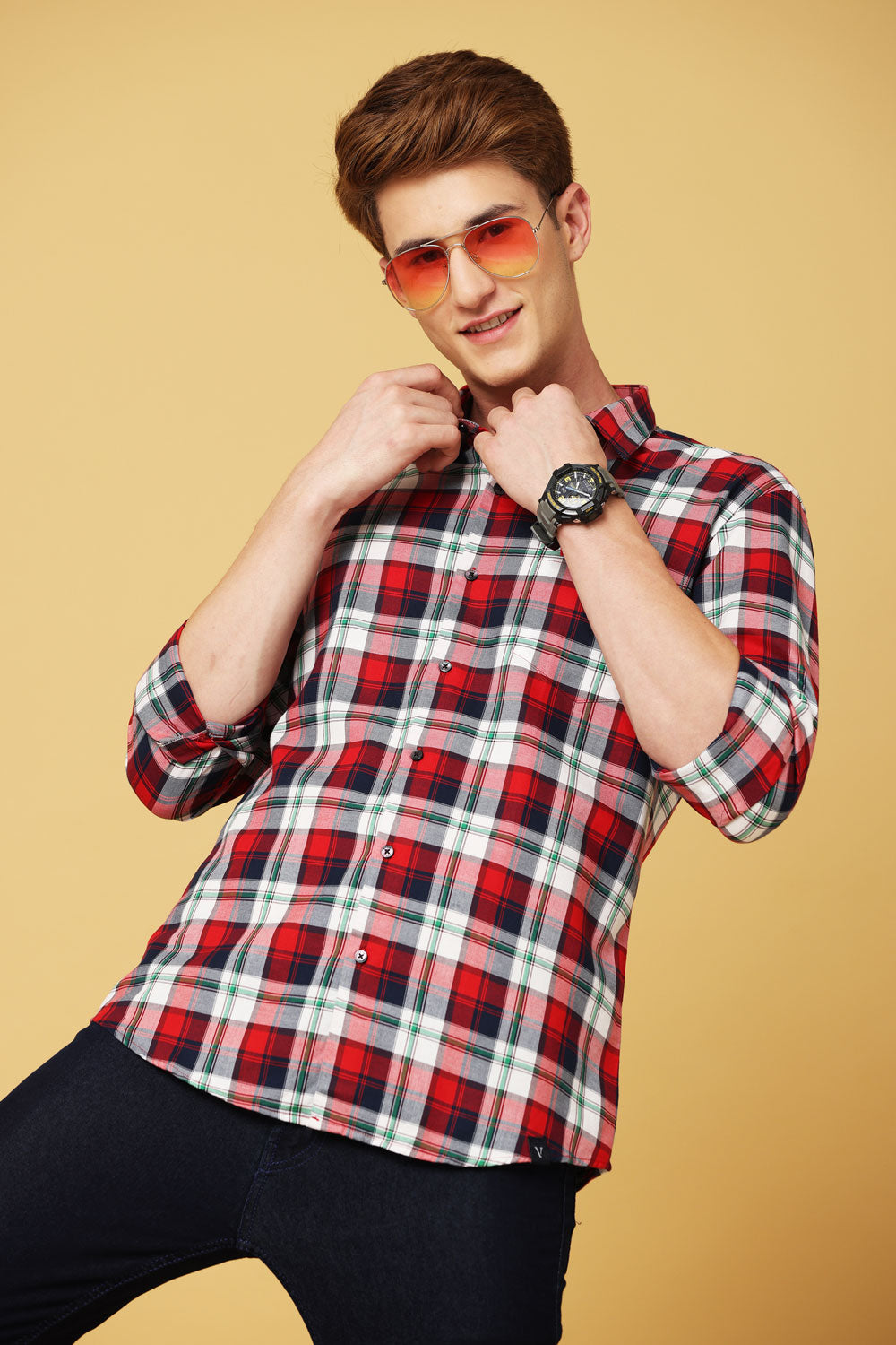 Red White Check Shirt - IVYN - My Store