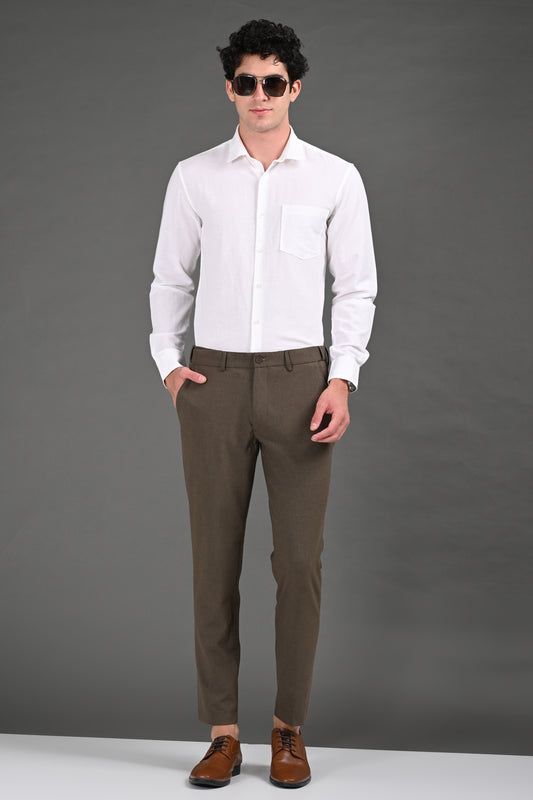 Omniwear Automatic Series – Rich Brown Mélange Ankle Fit 4-Way Stretch Trousers