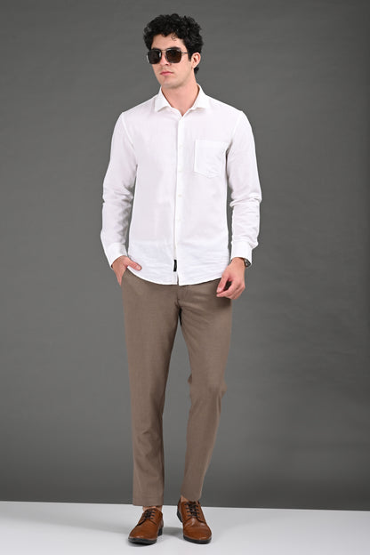 Omniwear Automatic Series – Taupe Brown Mélange Ankle Fit 4-Way Stretch Trousers - IVYN