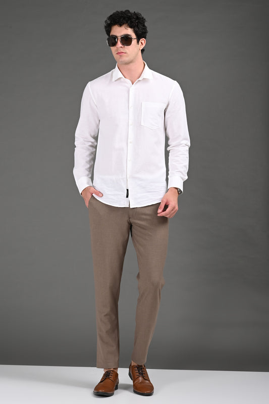 Omniwear Automatic Series – Taupe Brown Mélange Ankle Fit 4-Way Stretch Trousers