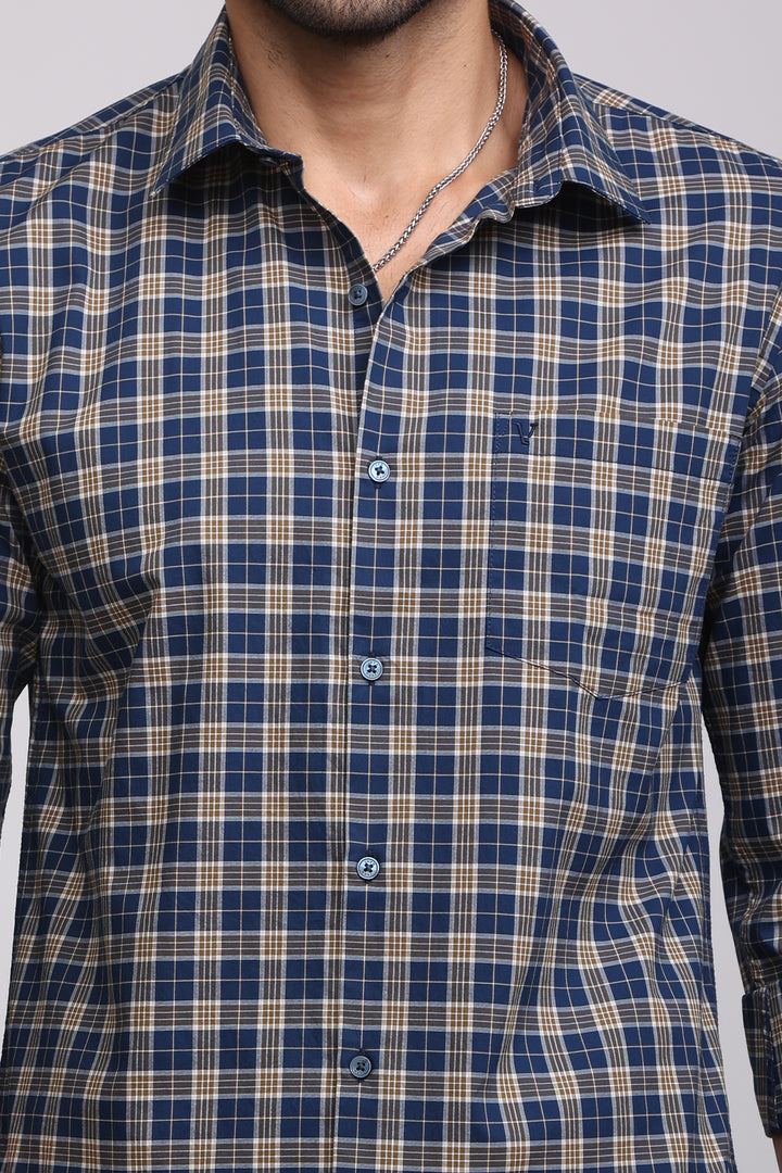 Ivyn Classic Navy Blue and White Casual Check Shirt - IVYN