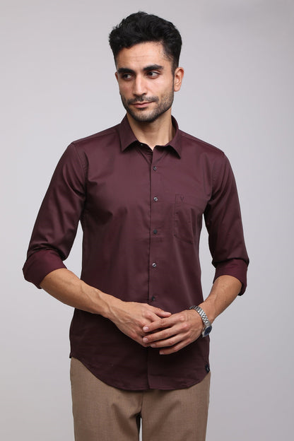 Premium Maroon Solid Shirt - IVYN
