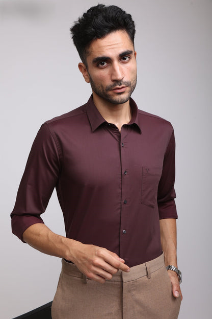 Premium Maroon Solid Shirt - IVYN