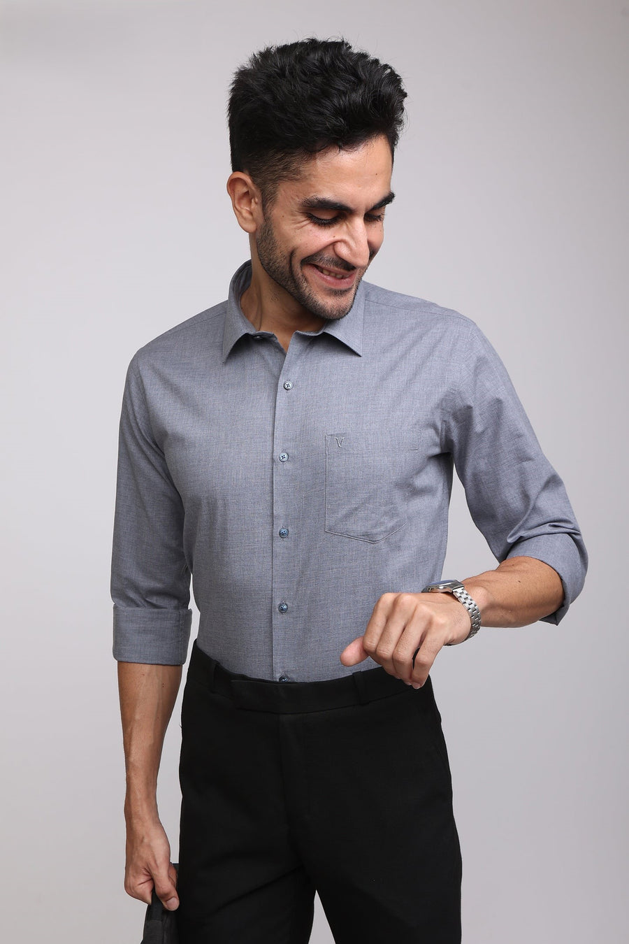 Classic Charcole Mélange Grey Casual shirt - IVYN