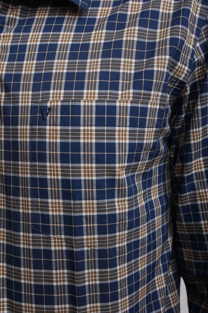 Ivyn Classic Navy Blue and White Casual Check Shirt - IVYN