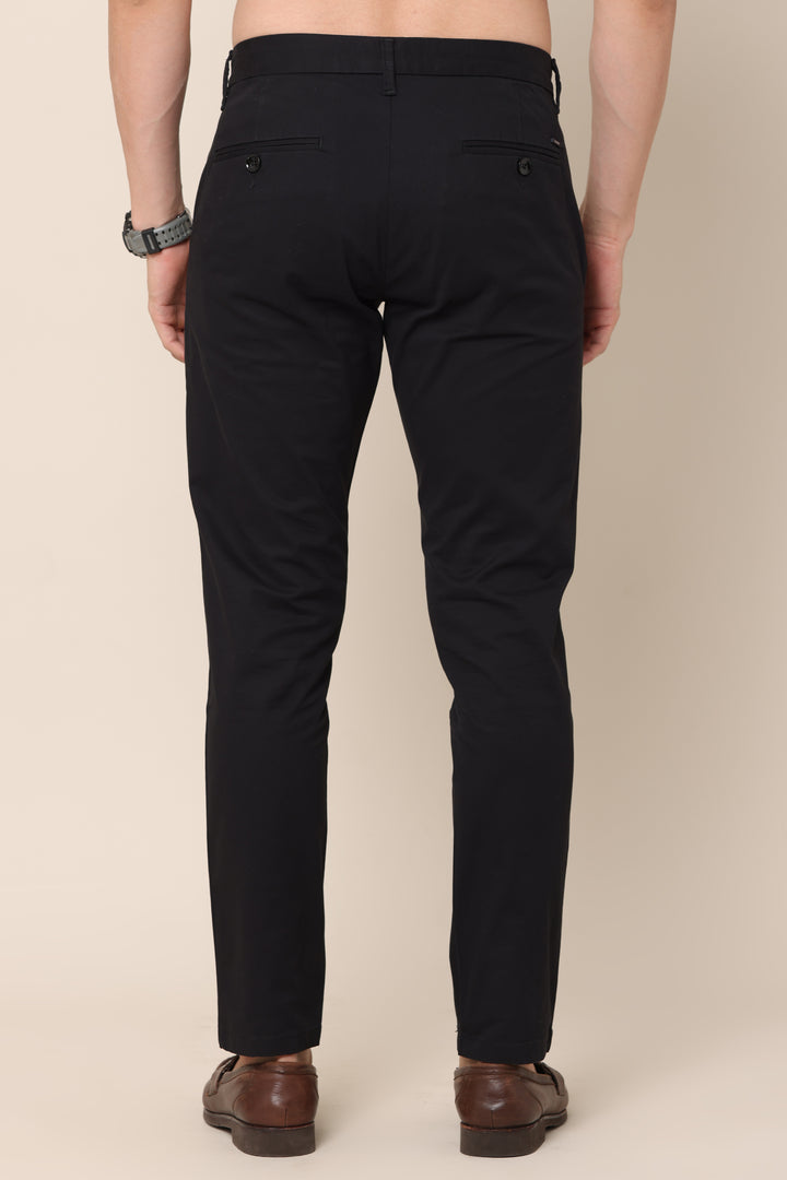 ShadowBlend Solid Black Cotton Pants - IVYN