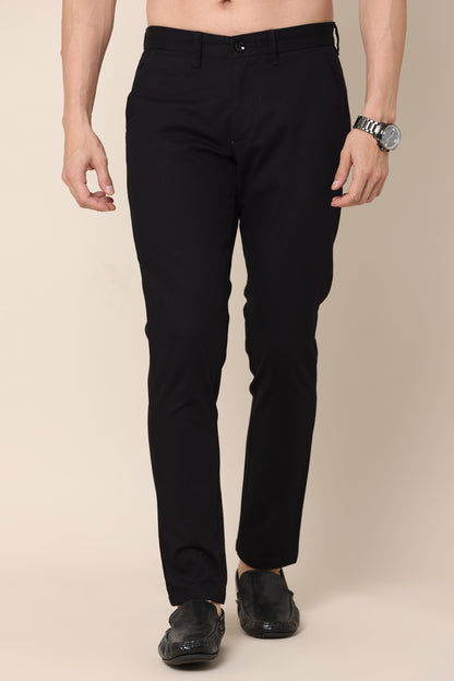 Classic Black Dobby Cotton Chinos - IVYN