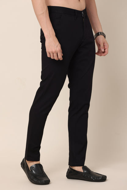 Classic Black Dobby Cotton Chinos - IVYN