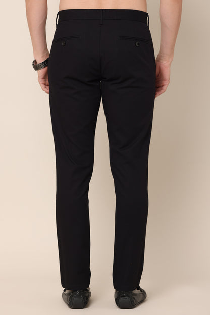 Classic Black Dobby Cotton Chinos - IVYN
