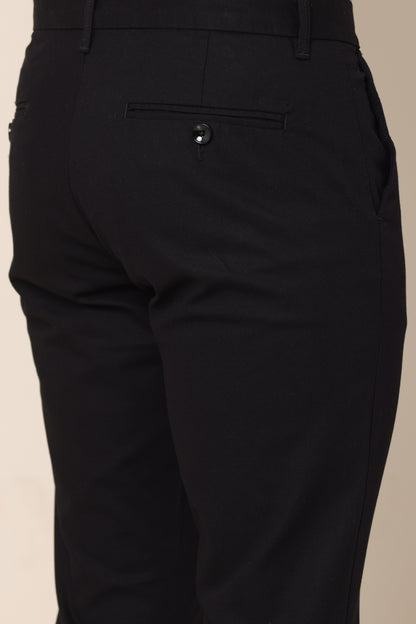Classic Black Dobby Cotton Chinos - IVYN