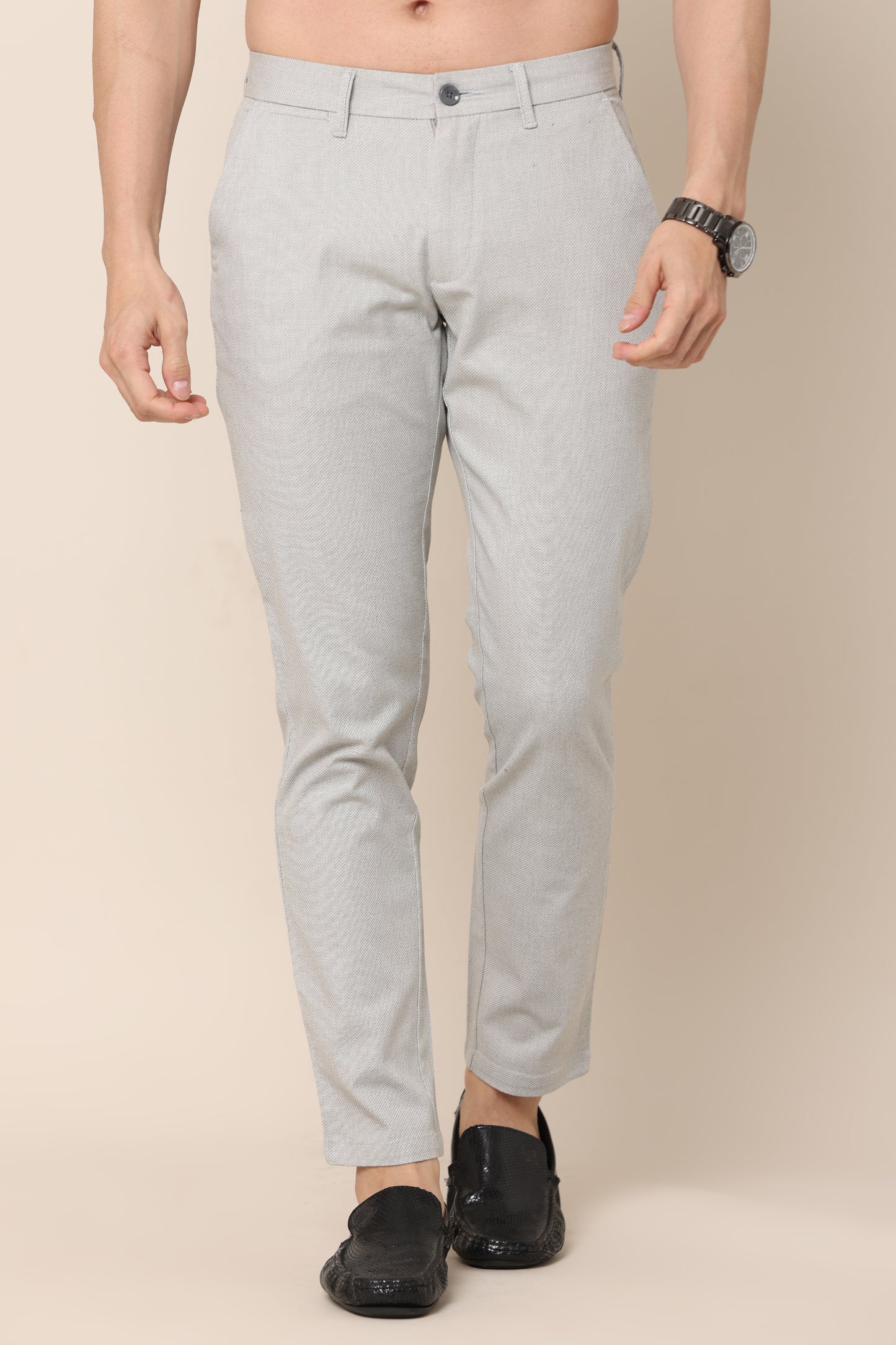Dobby Grey Cotton Pants - IVYN