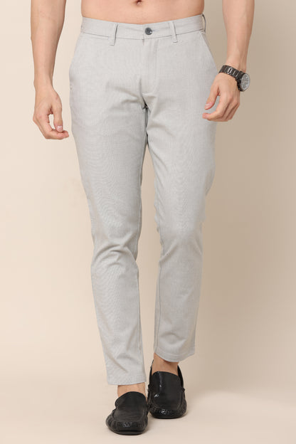 Dobby Grey Cotton Pants - IVYN