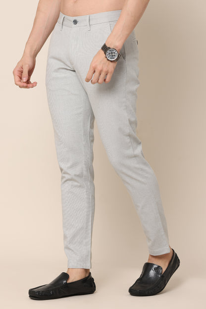 Dobby Grey Cotton Pants - IVYN