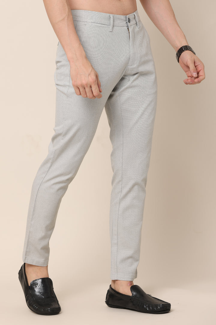 Dobby Grey Cotton Pants - IVYN