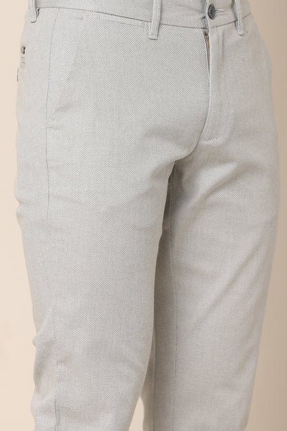 Dobby Grey Cotton Pants - IVYN