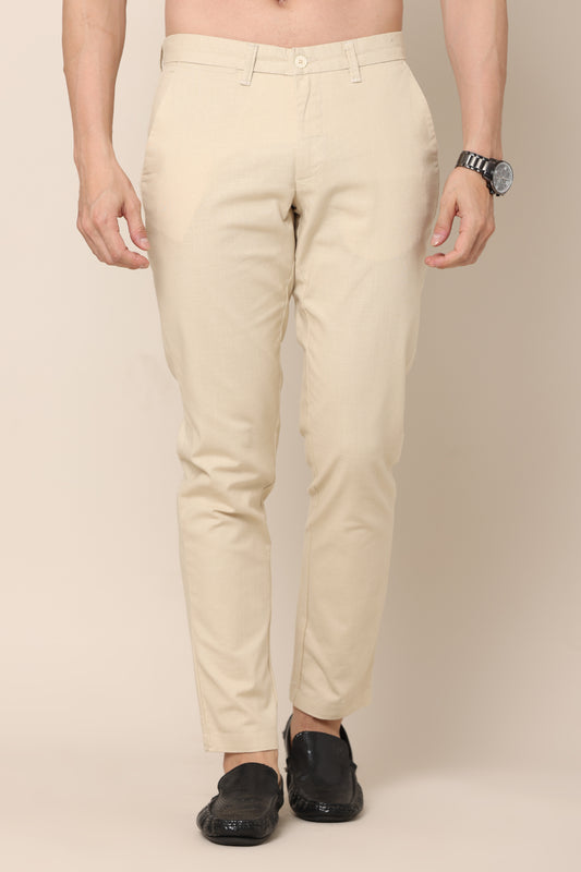 IvoryBlend Light Beige Cotton Pants - IVYN