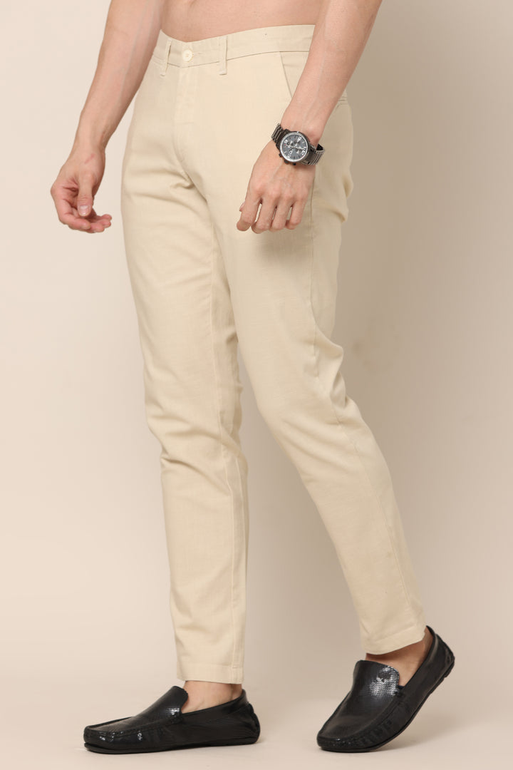 IvoryBlend Light Beige Cotton Pants - IVYN