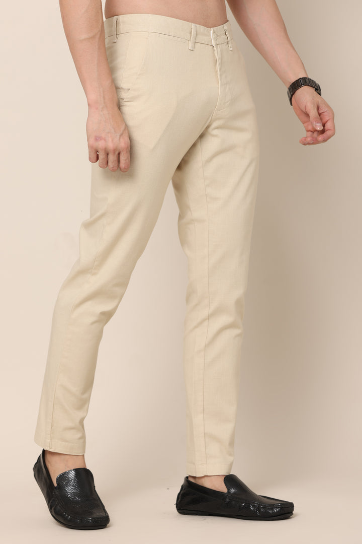 IvoryBlend Light Beige Cotton Pants - IVYN